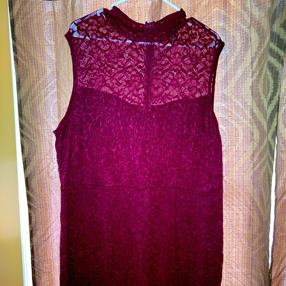 Burgundy plus size dress
